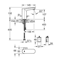 Grohe Infrarot-Elektronik für Waschtisch Eurosmart CE, M-Size, mit Mischung, 6V Lithium... GROHE-36327002 4005176695599 (Abb. 1)