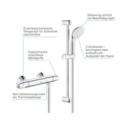Grohe Grohtherm 1000 Thermostat-Brausebatterie 1/2" mit Tempesta Brausegarnitur II 600m... GROHE-34151004 4005176456664 (Abb. 1)