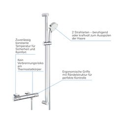 Grohe Grohtherm 1000 Performance Thermostat-Brausebatterie, mit Tempesta Cosmopolitan 100 Brausegarn... GROHE-34784000  (Abb. 1)