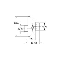 Grohe S-Anschluss chrom 12001000 1/2" x 3/4", Verstellung 7,5 mm, Schraubrosette... GROHE-12001000 4005176004339 (Abb. 1)