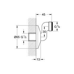 Grohe S-Anschluss chrom 12005000 Außengewinde, 1/2" x 3/4", Verstellung 30 mm... GROHE-12005000 4005176004360 (Abb. 1)