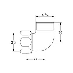 Grohe Anschlusswinkel chrom 12419000 3/4" für Thermostat Automatic 2000 Compact... GROHE-12419000 4005176004698 (Abb. 1)