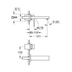 Grohe Eurocube 2-Loch-Waschtischbatterie supersteel 19895DC0... GROHE-19895DC0 4005176525018 (Abb. 1)