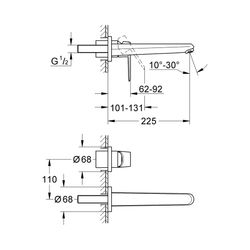 Grohe Eurodisc Cosmopolitan 2-Loch-Waschtischbatterie chrom 19974002 Wandmontage... GROHE-19974002 4005176305948 (Abb. 1)