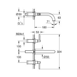 Grohe Atrio 3-Loch-Waschtischbatterie 1/2" hard graphite gebürstet 20169AL3... GROHE-20169AL3 4005176455025 (Abb. 1)