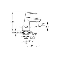 Grohe Eurodisc Cosmopolitan Standventil XS-Size chrom 23051002... GROHE-23051002 4005176887567 (Abb. 1)