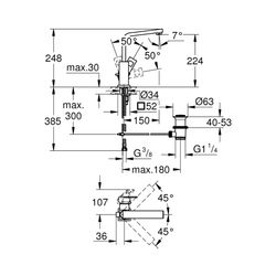 Grohe Eurocube Einhand-Waschtischbatterie 1/2" L-Size hard graphite gebürstet 23135AL0... GROHE-23135AL0 4005176584664 (Abb. 1)