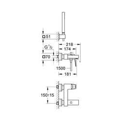 Grohe Eurocube Einhand-Wannenbatterie 1/2" chrom 23141000... GROHE-23141000 4005176901164 (Abb. 1)