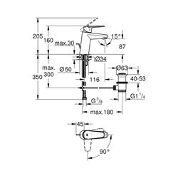 Grohe Eurodisc Cosmopolitan Einhand-Waschtischbatterie 1/2" S-Size chrom 2338420E... GROHE-2338420E 4005176936722 (Abb. 1)