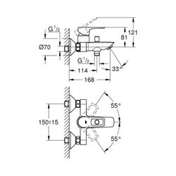 Grohe BauLoop Einhand-Wannenbatterie 1/2" chrom 23602001... GROHE-23602001 4005176556029 (Abb. 1)