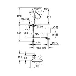 Grohe Eurostyle Einhand-Waschtischbatterie 1/2" L-Size moon white / chrom 23718LS3... GROHE-23718LS3 4005176365102 (Abb. 1)