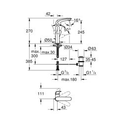 Grohe Eurostyle Einhand-Waschtischbatterie 1/2" L-Size moon white / chrom 23718LS3... GROHE-23718LS3 4005176365102 (Abb. 1)