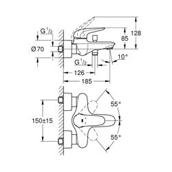 Grohe Eurostyle Einhand-Wannenbatterie 1/2" chrom 23726003... GROHE-23726003 4005176365256 (Abb. 1)