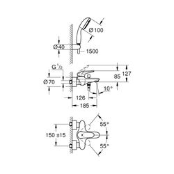 Grohe Eurostyle Einhand-Wannenbatterie 1/2" chrom 2372930A... GROHE-2372930A 4005176456503 (Abb. 1)