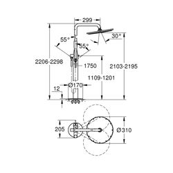 Grohe Essence Einhand-Brausebatterie freistehendes Duschsystem supersteel 23741DC1... GROHE-23741DC1 4005176371516 (Abb. 1)