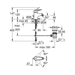 Grohe BauFlow Einhand-Bidetbatterie 1/2" chrom 23754000... GROHE-23754000 4005176388170 (Abb. 1)