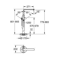 Grohe Lineare Einhand-Wannenbatterie 1/2" Bodenmontage supersteel 23792DC1... GROHE-23792DC1 4005176412837 (Abb. 1)