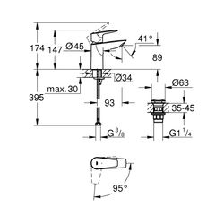 Grohe BauEdge Einhand-Waschtischbatterie 1/2" S-Size chrom 23899001... GROHE-23899001 4005176555022 (Abb. 1)