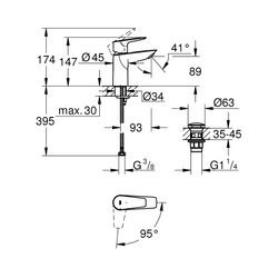 Grohe BauEdge Einhand-Waschtischbatterie 1/2" S-Size chrom 23899001... GROHE-23899001 4005176555022 (Abb. 1)