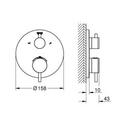 Grohe Atrio Thermostat-Wannenbatterie mit integrierter 2-Wege-Umstellung chrom 24138003... GROHE-24138003 4005176481017 (Abb. 1)