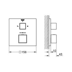 Grohe Grohtherm Cube Thermostat 2-Wege-Umstellung für mehrere Brause hard graphite gebü... GROHE-24154AL0 4005176585920 (Abb. 1)