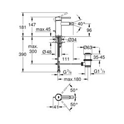 Grohe Essence Einhand-Bidetbatterie 1/2" chrom 24178001... GROHE-24178001 4005176698415 (Abb. 1)