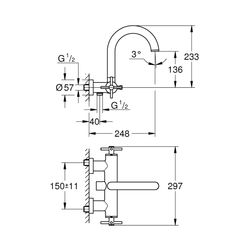 Grohe Atrio Wannenbatterie 1/2" hard graphite gebürstet 25010AL3... GROHE-25010AL3 4005176455421 (Abb. 1)