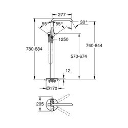 Grohe Essence Einhand-Wannenbatterie 1/2" Bodenmontage chrom 25248001... GROHE-25248001 4005176698255 (Abb. 1)