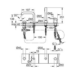 Grohe Essence 4-Loch-Einhand-Wannenkombination hard graphite gebürstet 25251AL1... GROHE-25251AL1 4005176711831 (Abb. 1)