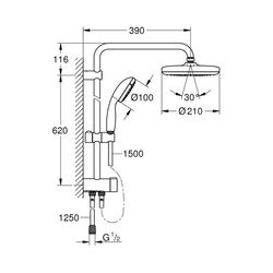 Grohe Tempesta System 210 Flex Duschsystem mit Umstellung Wandmontage chrom 26381001... GROHE-26381001 4005176451980 (Abb. 1)