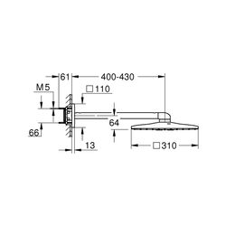 Grohe Rainshower SmartActive 310 Cube Kopfbrauseset 430 mm 2 Strahlarten chrom 26479000... GROHE-26479000 4005176425196 (Abb. 1)