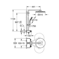 Grohe Euphoria SmartControl System 310 Duo Duschsystem mit Thermostatbatterie Wandmonta... GROHE-26507EN0 4005176557460 (Abb. 1)