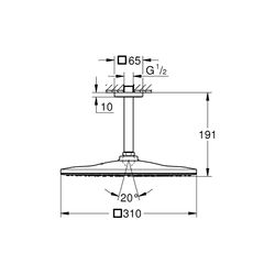 Grohe Rainshower Mono 310 Cube Kopfbrauseset Deckenauslass 142 mm hard graphite 26566A0... GROHE-26566A00 4005176557811 (Abb. 1)