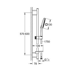 Grohe Rainshower SmartActive 130 Cube Brausestangenset 3 Strahlarten chrom 26583000... GROHE-26583000 4005176486289 (Abb. 1)