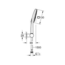 Grohe Rainshower SmartActive 130 Cube Wandhalterset 3 Strahlarten moon white 26588LS0... GROHE-26588LS0 4005176486388 (Abb. 1)