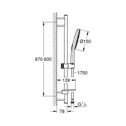 Grohe Rainshower SmartActive 150 Brausestangenset 3 Strahlarten chrom 26594000... GROHE-26594000 4005176486470 (Abb. 1)