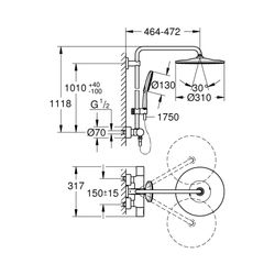 Grohe Rainshower SmartActive 310 Duschsystem, Chrom, THB, 450mm Duscharm, Kopfbrause Mo... GROHE-26647000 4005176533013 (Abb. 1)