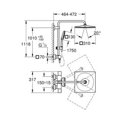 Grohe Rainshower SmartActive 310 Duschsystem, Chrom, 450mm Duscharm, Kopfbrause Mono 31... GROHE-26649000 4005176533037 (Abb. 1)