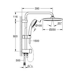 Grohe Tempesta Cosmopolitan System 250 Flex Duschsystem mit Umstellung Wandmontage chro... GROHE-26675000 4005176580628 (Abb. 1)