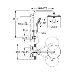 Grohe Euphoria System 260 Duschsystem mit Thermostatbatterie Wandmontage chrom 27296003... GROHE-27296003 4005176647963 (Abb. 1)