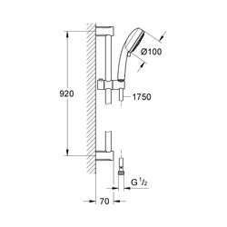 Grohe Tempesta Cosmopolitan 100 Brausestangenset 3 Strahlarten chrom 27789002... GROHE-27789002 4005176451607 (Abb. 1)