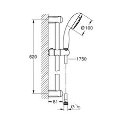 Grohe Tempesta 100 Brausestangenset 3 Strahlarten chrom 27794001... GROHE-27794001 4005176451737 (Abb. 1)