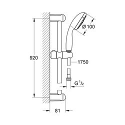 Grohe Tempesta 100 Brausestangenset 3 Strahlarten chrom 27796001... GROHE-27796001 4005176451850 (Abb. 1)