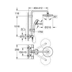 Grohe Tempesta Cosmopolitan System 210 Duschsystem mit Thermostatbatterie Wandmontage c... GROHE-27922001 4005176985348 (Abb. 1)