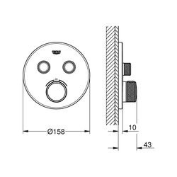 Grohe Grohtherm SmartControl Thermostat mit 2 Absperrventilen hard graphite gebürstet 2... GROHE-29119AL0 4005176455063 (Abb. 1)