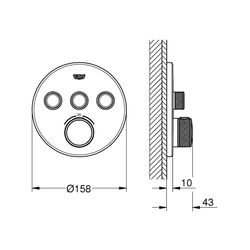 Grohe Grohtherm SmartControl Thermostat mit 3 Absperrventilen hard graphite 29121A00... GROHE-29121A00 4005176493225 (Abb. 1)