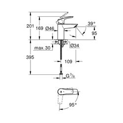 Grohe Eurosmart Einhand-Waschtischbatterie 1/2" S-Size chrom 32154003... GROHE-32154003 4005176613258 (Abb. 1)