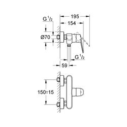 Grohe Eurodisc Cosmopolitan Einhand-Brausebatterie 1/2" chrom 33569002... GROHE-33569002 4005176887734 (Abb. 1)