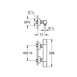 Grohe Grohtherm 1000 Cosmopolitan Thermostat-Brausebatterie 1/2" hard graphite gebürste... GROHE-34065AL2 4005176426810 (Abb. 1)