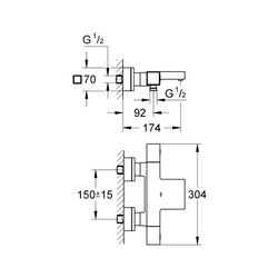 Grohe Grohtherm Cube Thermostat-Wannenbatterie 1/2" chrom 34497000... GROHE-34497000 4005176940675 (Abb. 1)